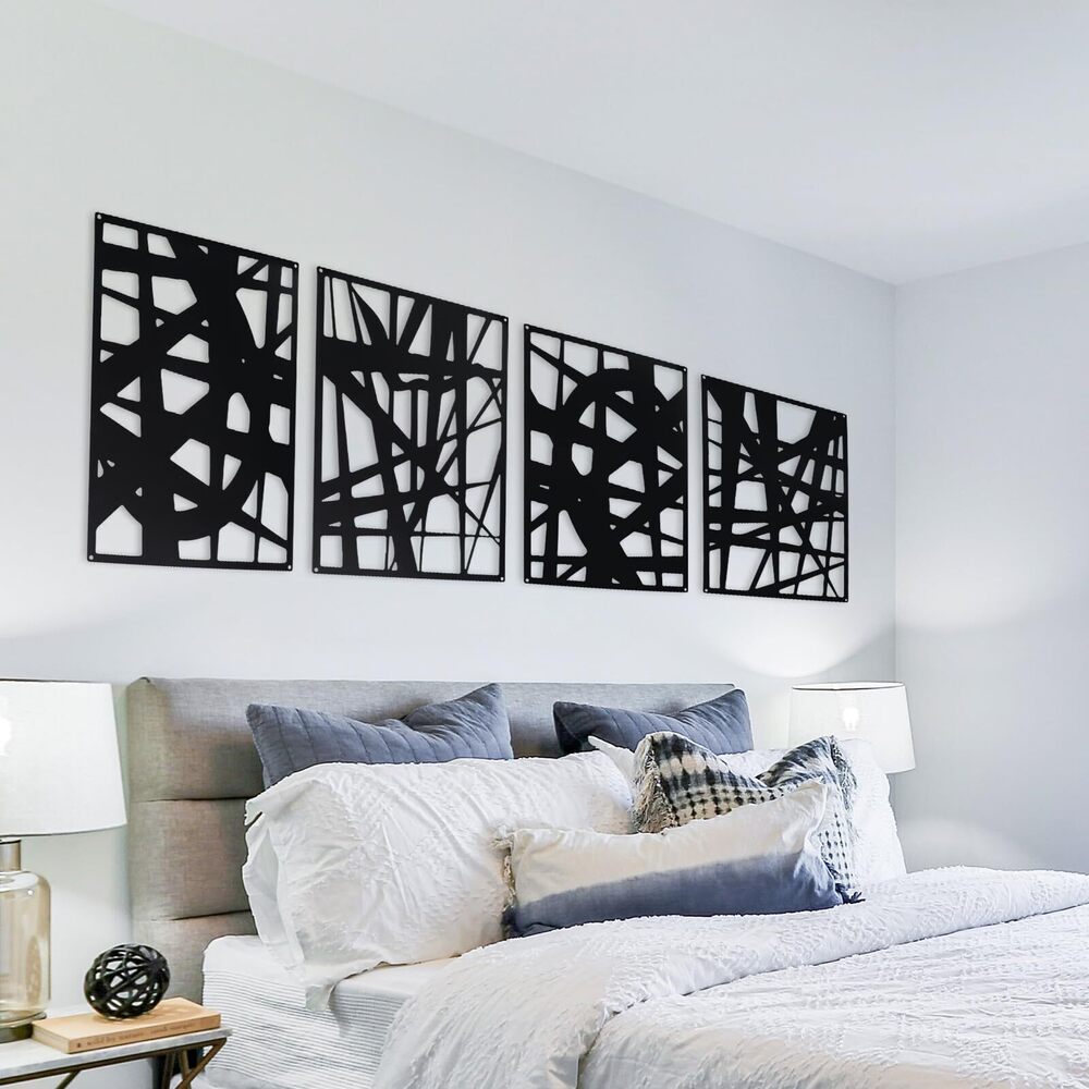 6677 Decorative Metal Panels, Set of 4, 10.98" x 15.94", Modern Geometric